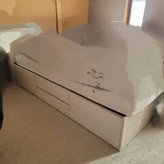 シングルベッド　ホワイト　収納付　２台セット