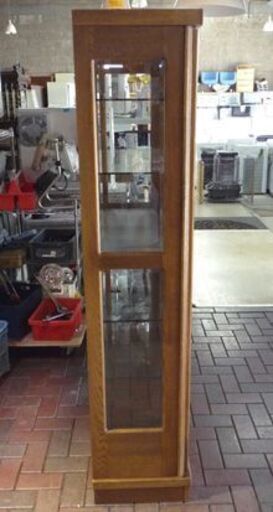 木製 コレクションボード 幅93.5×高さ180.5cm ガラス棚板 引出し付き 飾り棚 キャビネット 札幌市東区 新道東店