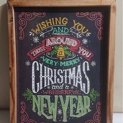 メリークリスマス&ニューイヤー ウッドボード 壁掛け 40cm×...
