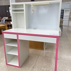 ★ジモティ割あり★  学習机 白 ピンク H140×D50.3×...