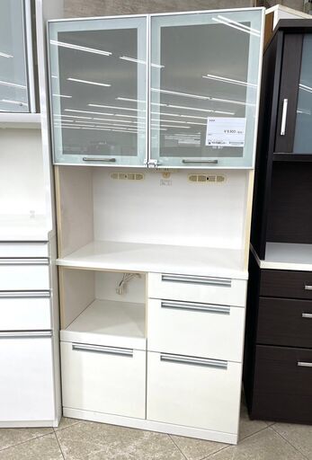 ★ジモティ割あり★  食器棚 白 H180.5×D42×W85.5 クリーニング済み TJ10052