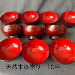 高級天然木工品うるし塗装正月漆 味噌汁椀 10客バラ売り可食器キ...