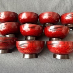 高級天然木工品うるし塗装正月漆 味噌汁椀 10客バラ売り可食器キッチンインテリアの画像