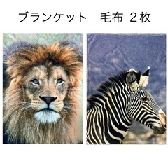 ライオン　しまうま　ブランケット　毛布　２枚セット