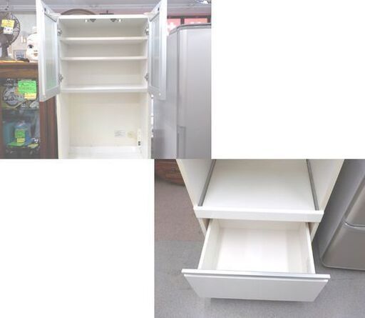 現状特価品! ニトリ スリム レンジボード ホワイト 幅60㎝ 食器棚 耐震ロック付き レンジ台　CECIL-60RB NITORI 