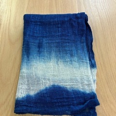 K2412-073 阿波の藍染 スカーフ 中古美品①の画像