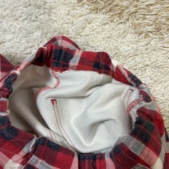 赤チェック長ズボン　130サイズ　の画像