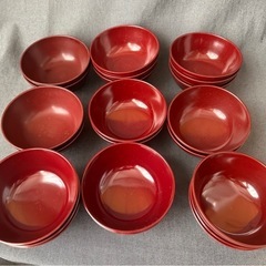 樹脂汁椀うるし塗り漆器汁椀27個食堂食器アウトドアキャンプ芋煮合宿旅館飲食店資材ホテル27個の画像