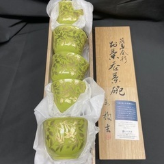 【未使用品】萌葱金彩 お茶呑茶碗 木箱入 5個　たち吉