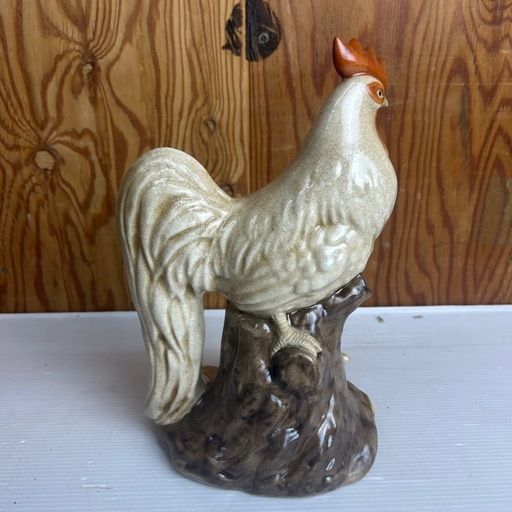 k1203604  薬師窯 光堂 志野釉 酉  鳥 招福 干支置物 アンティーク 工芸品 値下げ 中古品 現状品 当時物