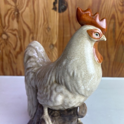 k1203604  薬師窯 光堂 志野釉 酉  鳥 招福 干支置物 アンティーク 工芸品 値下げ 中古品 現状品 当時物
