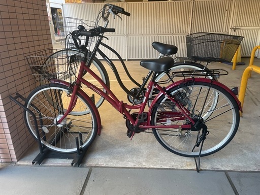 新品同様　シマの6段ギア　26インチ　自転車　ロゼ