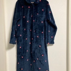 ルームウェアロング　厚手 XL ハートネイビー　