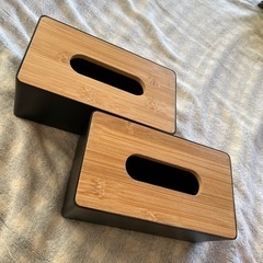 ティッシュボックス　黒　竹