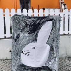 うさぎ柄ソファの敷くマット 、タペストリー
