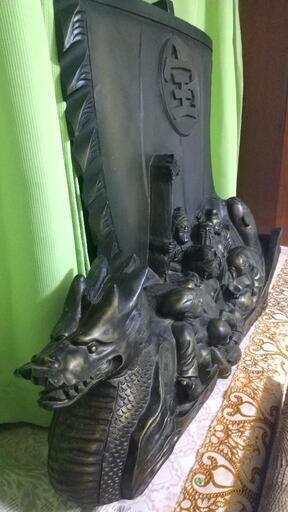 骨董品★縁起の良い七福神と龍の宝船★