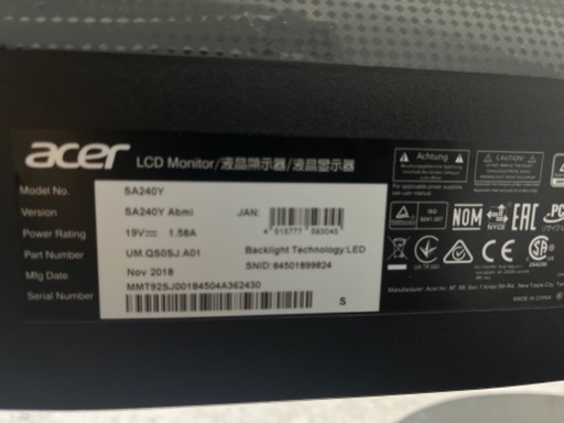 acer モニター　SA240Y