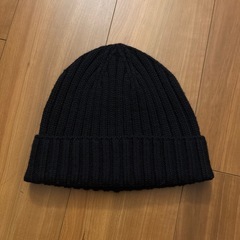 未使用　無印良品　ニット帽　黒　デコチク　リブ編み　ワッチ