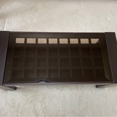 コーヒーテーブル　ダークブラウン　木製　ガラスセンターテーブルの画像