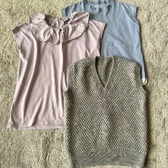 女の子のお洋服セット150センチ　半袖Tシャツニットベストショートパンツレギンススパッツなど　グローバルワーク ユニクロの画像