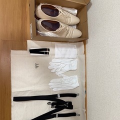 新郎用結婚式小物 6点セット◎ サスペンダー、カフス、グローブ、...