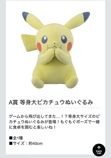 一番くじ　ピカチュウ　A賞