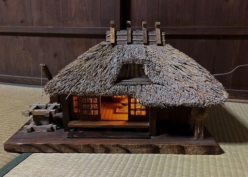 【希少】大型茅葺 古民家 リアル模型 昭和レトロ 照明付き オブジェ 値下げ/希少】茅葺 古民家 昭和レトロ 照明付き オブジェ