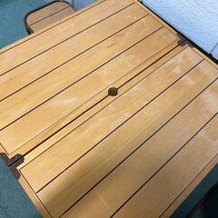 LOGOS ロゴス 木製 キャンプテーブル イス4脚セット 折りたたみ式 難あり 幅73cm×奥行71cm×高さ60cmの画像