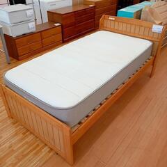 ★ジモティ割あり★ マットレス付きシングルベッド　ナチュラル　ク...