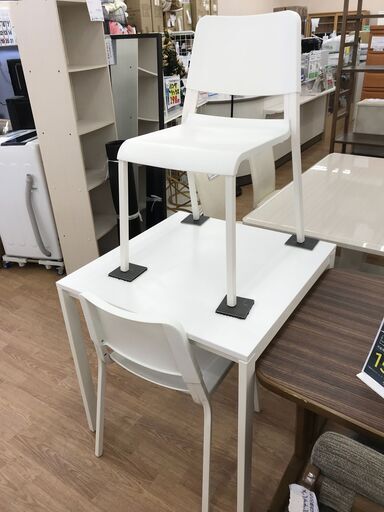 ★ジモティ割あり★ IKEA 2人用ダイニングセット ホワイト H74×W75×D75 クリーニング済み KJ7152