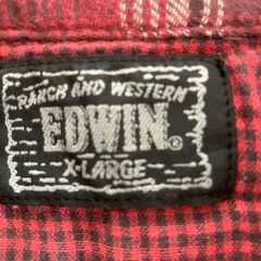 【値下げ】ＥＤＷＩＮ　長袖チェックシャツ　メンズＸＬ　赤色の画像
