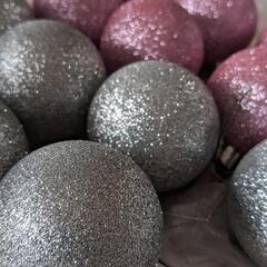 クリスマスツリーオーナメント（ラメシルバーとラメピンク）