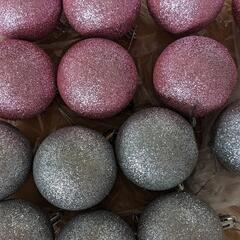 クリスマスツリーオーナメント（ラメシルバーとラメピンク）の画像