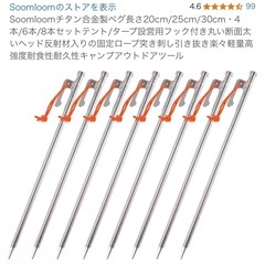 【値下げ】【破格】Soomloomチタン合金製ペグ長さ20cm/...