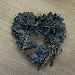 ハート型デニムリース ハンドメイド