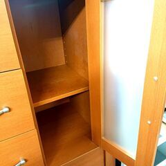 1/4チェスト キャビネット ブラウン ウッド キッチン収納の画像