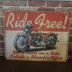 【引渡し予定】ブリキ看板 Ride Free 
