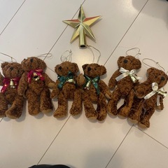 テディベアー🎄クリスマスオーナメントツリーお飾り6体セットの画像