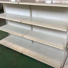 業務用　商品棚　スチール棚　４段分　棚板８枚　柱３本　プラ段(板)なし