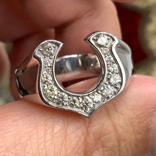 馬蹄　ホースシューリング　pt950 ダイヤリング　15.7g D0.53ct