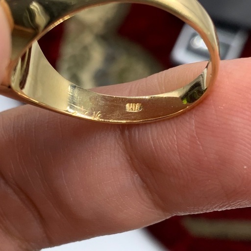 K18 オニキス　印台　リング　9.5g 約18.5号