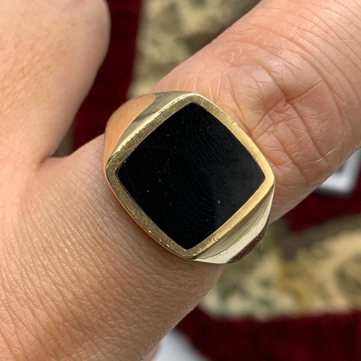 K18 オニキス　印台　リング　9.5g 約18.5号