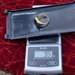 K18 オニキス 印台 リング 9.5g 約18.5号