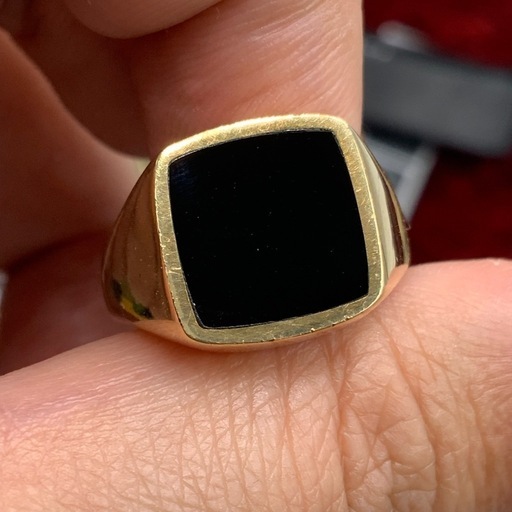 K18 オニキス　印台　リング　9.5g 約18.5号