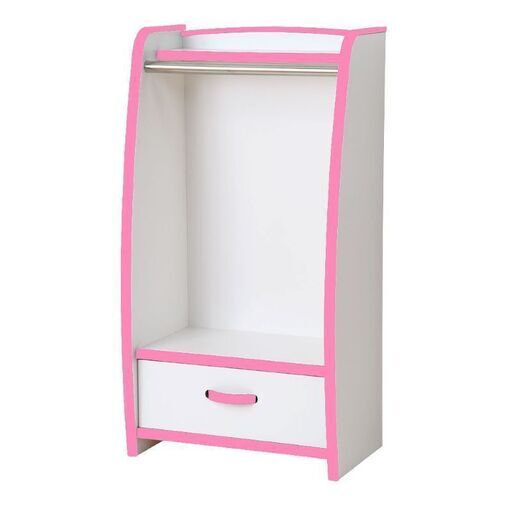 【新品:ハンガーラック　フチカラー:ピンク】処分価格にてお譲り致します。幅48cm×奥行30cm×高さ90cm 子供家具 完成品