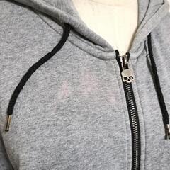 ハイドロゲン 長袖パーカー ジップアップ ワッペン グレー 綿 L メンズの画像