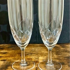 レトロ　カットが美しいシャンパングラス　2個セット