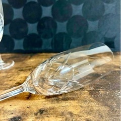 レトロ　カットが美しいシャンパングラス　2個セットの画像