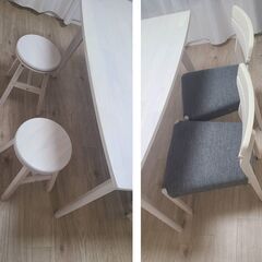 まだ募集中です　ダイニングテーブル白木目調、椅子4脚セット　渋谷引き取り限定の画像