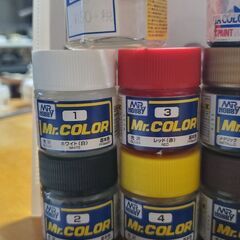 塗料　面相筆　マスキングテープ　薄め液　アクリル　溶剤　セメント　トップコートの画像